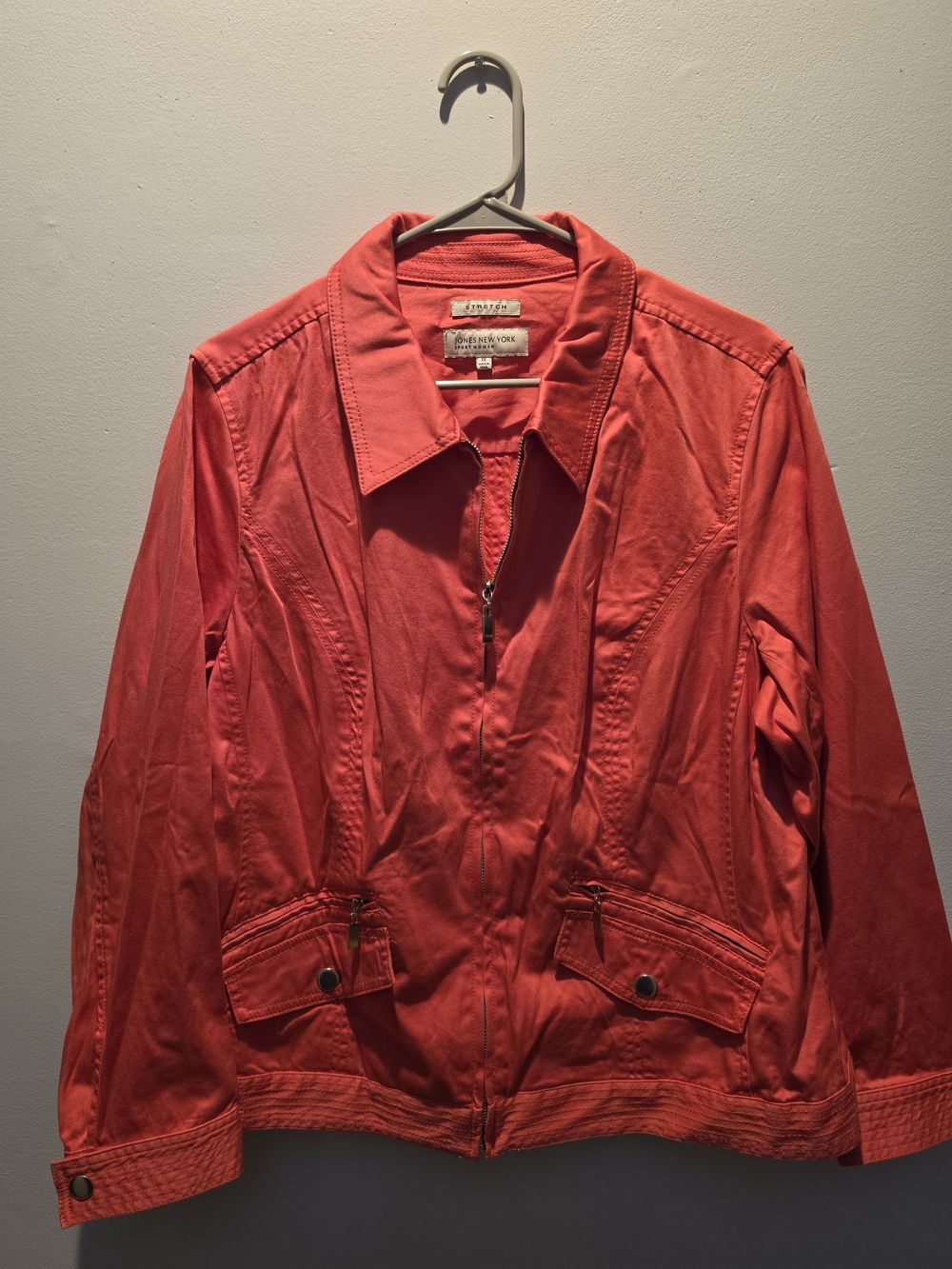 Jones New York Pink Utility Zip-Front Jacket